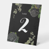 Gotische Halloween Zwart Rozen Trouwtafel Nummer Reclamebord Met Voetstuk (Voorkant)