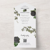 Gotische Halloween Zwart Rozen Wit Bruiloft All In One Uitnodiging (Binnen)