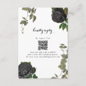 Gotische Halloween Zwart Rozen Wit Bruiloft Informatiekaartje (Voorkant)