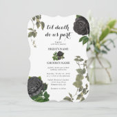 Gotische Halloween Zwart Rozen Wit Bruiloft Kaart (Staand voorkant)