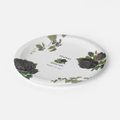 Gotische Halloween Zwart Rozen Wit Bruiloft Papieren Bordje (Gekanteld)