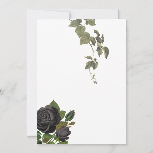 Gotische Halloween Zwart Rozen Wit Bruiloft Save The Date (Achterkant)