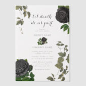 Gotische Halloween Zwart Rozen Wit Bruiloft Vellum Uitnodigingen (Voorkant)