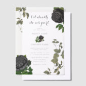 Gotische Halloween Zwart Rozen Wit Bruiloft Vellum Uitnodigingen (Offset)