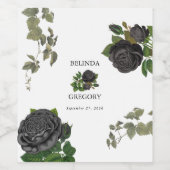 Gotische Halloween Zwart Rozen Wit Bruiloft Wijn Etiket (Enkel label)