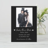 Gotische Halloween Zwart Save The Date Bruiloft Kaart (Staand voorkant)