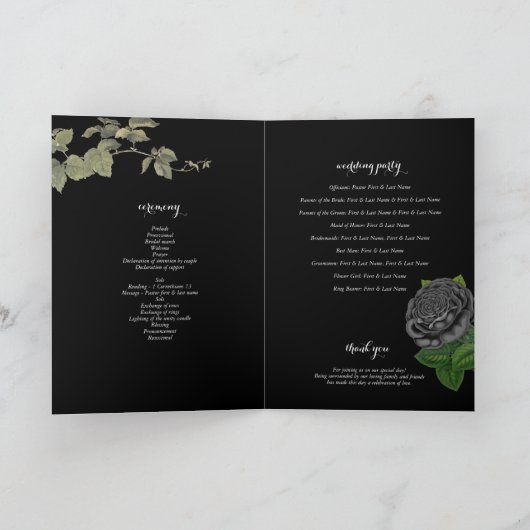 Gotische Halloween Zwarte Huwelijksvolgorde Programma (Binnen)