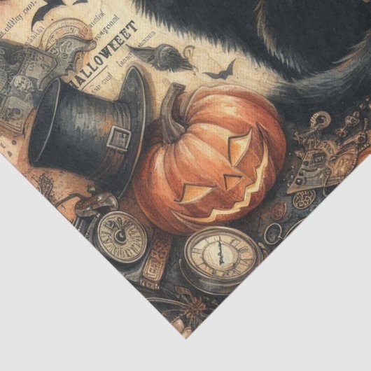  Gotische Halloween Zwarte Kat Tissuepapier (Detail)