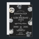 Gotische Halloween, Zwarte Pompoenen Verjaardagsfe Kaart<br><div class="desc">Ons niet-zo-kleine boek draait ()! Een gotische uitnodiging met Halloween pompoenen in waterverf - een perfect ontwerp om de gelegenheid te vieren.</div>