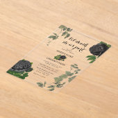 Gotische Halloween Zwarte Rozen Clear Wedding Acryl Uitnodigingen (Laagn)