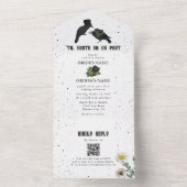 Gotische Halloween Zwarte Rozen Kraaien Bruiloft All In One Uitnodiging (Binnen)