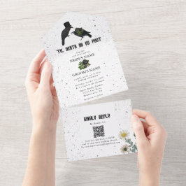 Gotische Halloween Zwarte Rozen Kraaien Bruiloft All In One Uitnodiging