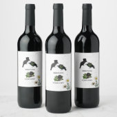 Gotische Halloween Zwarte Rozen Kraaien Bruiloft Wijn Etiket (Flessen)