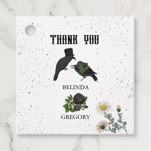 Gotische Halloween Zwarte Rozen Kraaien Huwelijk Bedankjes Labels (Voorkant)