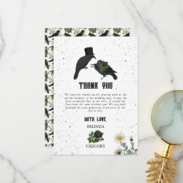 Gotische Halloween Zwarte Rozen Kraaien Huwelijk Bedankkaart