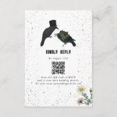 Gotische Halloween Zwarte Rozen Kraaien Huwelijk Informatiekaartje (Voorkant)