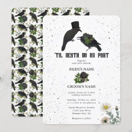 Gotische Halloween Zwarte Rozen Kraaien Huwelijk Kaart