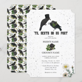 Gotische Halloween Zwarte Rozen Kraaien Huwelijk Kaart