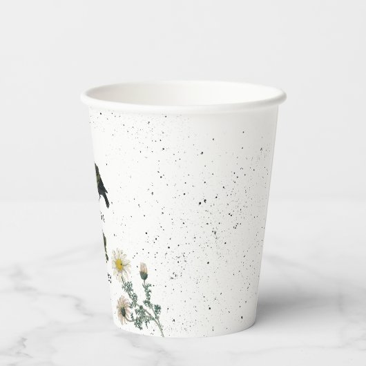 Gotische Halloween Zwarte Rozen Kraaien Huwelijk Papieren Bekers (Achterkant)