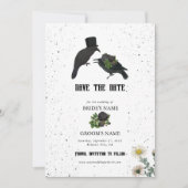 Gotische Halloween Zwarte Rozen Kraaien Huwelijk Save The Date (Voorkant)