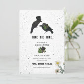 Gotische Halloween Zwarte Rozen Kraaien Huwelijk Save The Date (Staand voorkant)