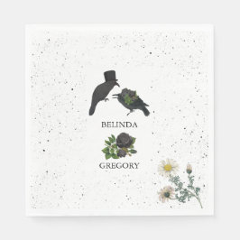 Gotische Halloween Zwarte Rozen Kraaien Huwelijk Servet