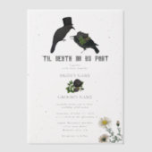 Gotische Halloween Zwarte Rozen Kraaien Huwelijk Vellum Uitnodigingen (Voorkant)