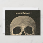 Gotische halve schedel hoofd  sepia Save the Date Aankondiging (Achterkant)