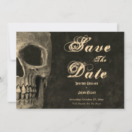 Gotische halve schedel hoofd  sepia Save the Date Aankondiging