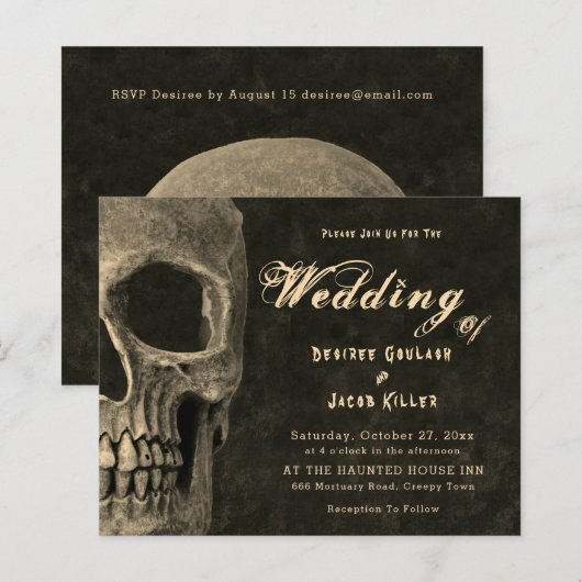 Gotische halve schedel Sepia Hallobruiloft Budget (Voorkant / Achterkant)