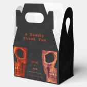 Gotische Halve Schedel Sinaasappel Zwart Halloween Bedankdoosjes (Geopend)