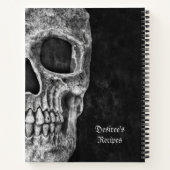 Gotische halve schedel zwart en wit koele recepten notitieboek (Achterkant)