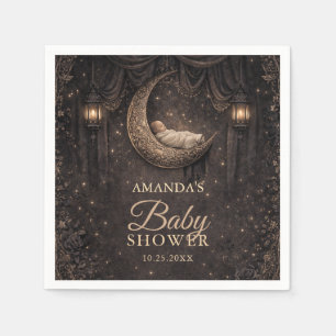 Gotische halvemaan sterren baby shower servet