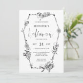 Gotische hand getekend Halloween Party Kaart (Staand voorkant)