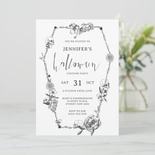 Gotische hand getekend Halloween Party Kaart (Staand voorkant)