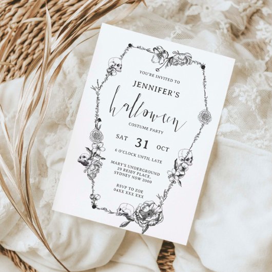 Gotische hand getekend Halloween Party Kaart