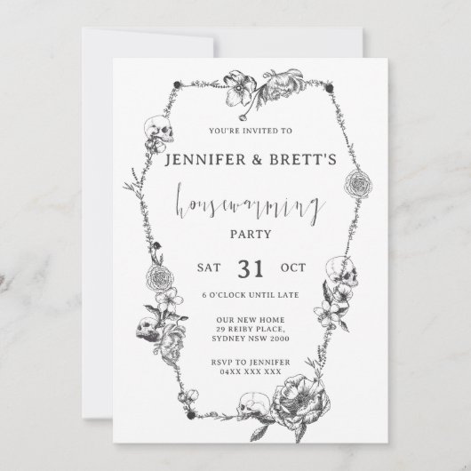 Gotische hand getekend Halloween Party Kaart (Voorkant)