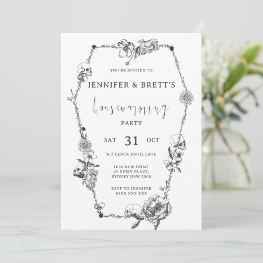 Gotische hand getekend Halloween Party Kaart (Staand voorkant)