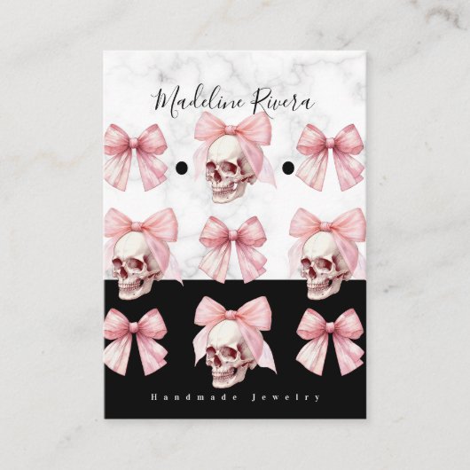 Gotische handgemaakte Artisan Earring Display Kaar Contactkaartje (Voorkant)