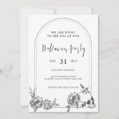 Gotische handgetekende bloemen boog Halloween-fees Kaart (Voorkant)