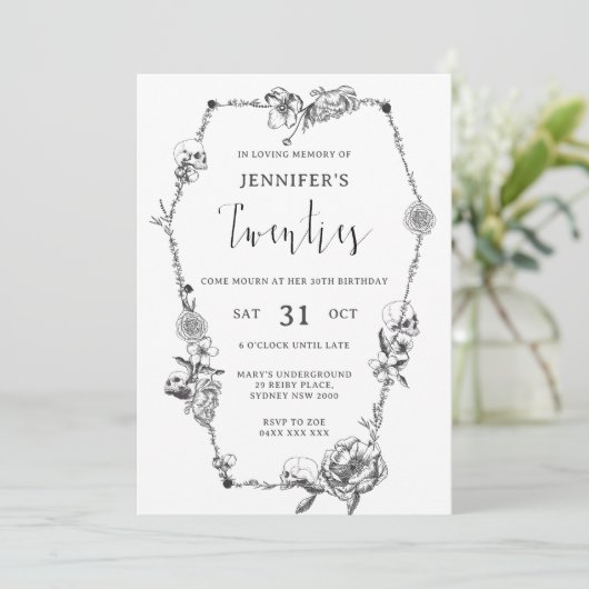 Gotische handgetekende boog 30ste verjaardagsfeest kaart (Staand voorkant)