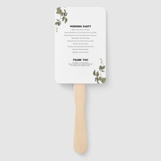 Gotische Hart Bloemen Skulls Trouwprogramma Handwaaier (Achterkant)