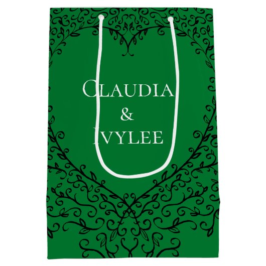 Gotische hart-Gift Groene Zak & Zwarte 3 Medium Cadeauzakje (Achterkant)