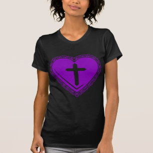 Gotische Hart + Kruis (Zwart Paars) T-shirt