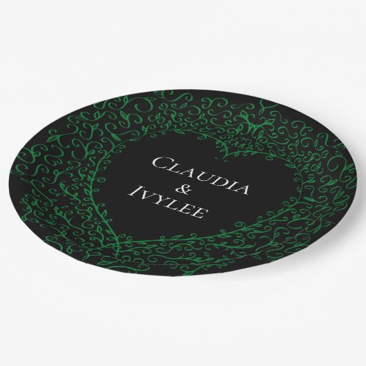 Gotische Hart-Papier Bord Groen & Zwart 3 (Gekanteld)