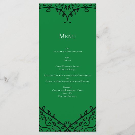 Gotische Hart-Platte Menu Groen & Zwart (Voorkant)