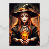 Gotische heks 30e verjaardag Volwassen Halloween P Folie Uitnodiging (Achterkant)