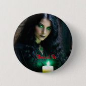 Gotische  heks, duister thema ronde button 5,7 cm (Voorkant)