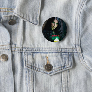 Gotische  heks, duister thema ronde button 5,7 cm