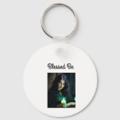 Gotische  heks, duister thema sleutelhanger (Achterkant)